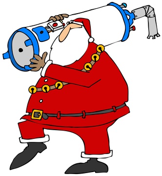 Santa carrying a water heater